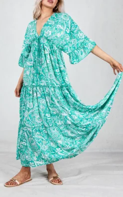 Deals 😉 Boutique Store Green Printed Tiered V Neck Maxi 👗 Dress ⭐ -Alie Street Shop unnamed file 1198