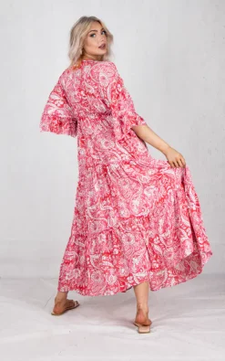 Flash Sale 🎉 Boutique Store Red Printed Tiered V Neck Maxi 👗 Dress ❤️ -Alie Street Shop unnamed file 1201