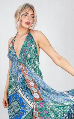 Best Sale 🔥 Boutique Store Green Multicolour Halterneck Backless Maxi 👗 Dress 🎁 -Alie Street Shop unnamed file 1210