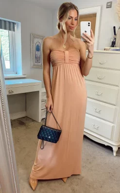 Cheapest 🧨 CY Boutique Bandeau Strapless Jersey Maxi 👗 Dress In Nude 🧨 -Alie Street Shop unnamed file 1222
