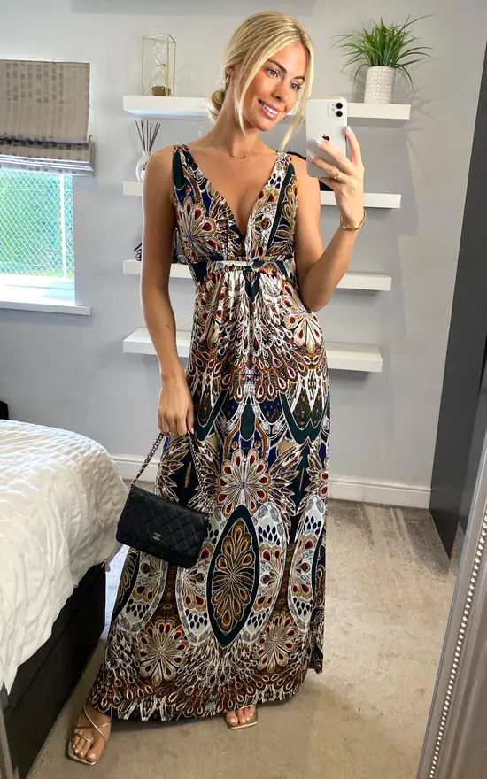 Cheap π Izabel London Multi Green Peacock Print Sleeveless Maxi π Dress π 3 Cheap π Izabel London Multi Green Peacock Print Sleeveless Maxi π Dress π