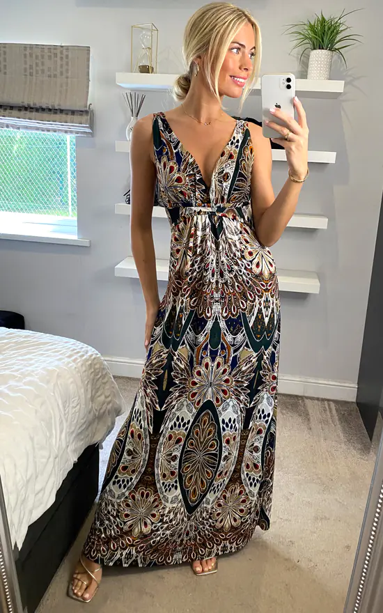 Cheap π Izabel London Multi Green Peacock Print Sleeveless Maxi π Dress π 4 Cheap π Izabel London Multi Green Peacock Print Sleeveless Maxi π Dress π - Image 2