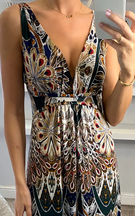 Cheap π Izabel London Multi Green Peacock Print Sleeveless Maxi π Dress π 5 Cheap π Izabel London Multi Green Peacock Print Sleeveless Maxi π Dress π - Image 3