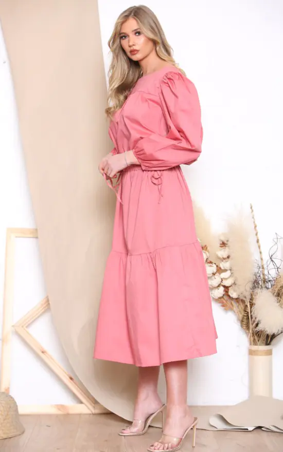 Promo π LOES House Long Puff Sleeve Round Neck π Shirt Maxi π Dress In Pink β€οΈ 4 Promo π LOES House Long Puff Sleeve Round Neck π Shirt Maxi π Dress In Pink β€οΈ - Image 2