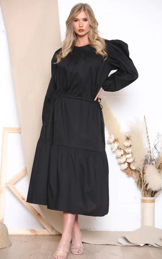 Deals β€οΈ LOES House Long Puff Sleeve Round Neck π Shirt Maxi π Dress In Black π 3 Deals β€οΈ LOES House Long Puff Sleeve Round Neck π Shirt Maxi π Dress In Black π