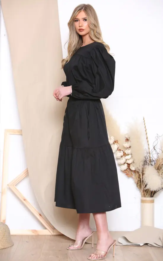 Deals β€οΈ LOES House Long Puff Sleeve Round Neck π Shirt Maxi π Dress In Black π 4 Deals β€οΈ LOES House Long Puff Sleeve Round Neck π Shirt Maxi π Dress In Black π - Image 2