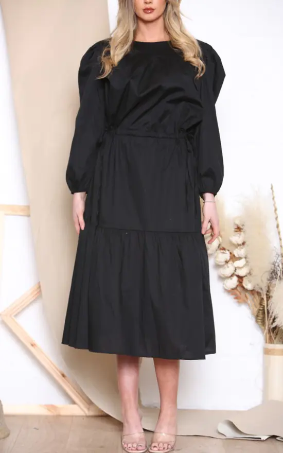 Deals β€οΈ LOES House Long Puff Sleeve Round Neck π Shirt Maxi π Dress In Black π 6 Deals β€οΈ LOES House Long Puff Sleeve Round Neck π Shirt Maxi π Dress In Black π - Image 4