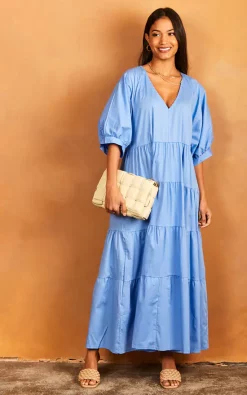 Buy 🔔 Øst London Tiered Maxi Smock 👗 Dress Light Blue ⌛ -Alie Street Shop unnamed file 131