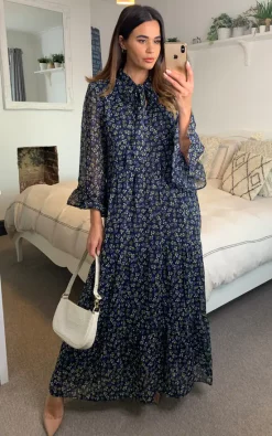 Best Sale 🎁 CY Boutique Frilled Sleeve Maxi 👗 Dress In Black Daisy Floral Print 😀 -Alie Street Shop unnamed file 1322