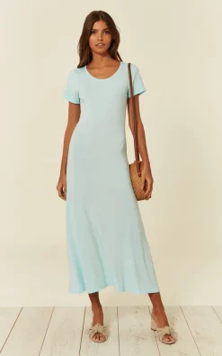 Wholesale 🤩 CY Boutique T 👕 Shirt Maxi 👗 Dress With Scoop Neck In Light Blue 🎉