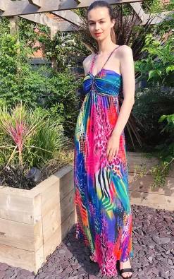 Hot Sale 🔥 CY Boutique Strappy Maxi 👗 Dress In Vibrant Pink Animal Print ⭐ -Alie Street Shop unnamed file 1332