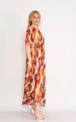 Wholesale 🎉 LOES House Patterned Maxi 👗 Dress With V Neck In Red 💯 -Alie Street Shop unnamed file 1351