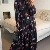Best reviews of 🛒 CY Boutique Long Sleeve Maxi 👗 Dress In Black Floral Daisy Print 🥰 -Alie Street Shop unnamed file 1358