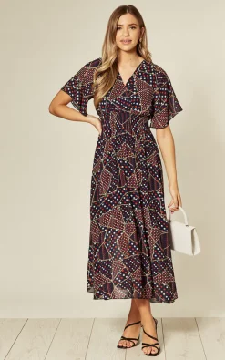 Budget 👏 Shikha London Spotty Wrap Front Shirred Waist Maxi 👗 Dress In Navy 👏 -Alie Street Shop unnamed file 1385