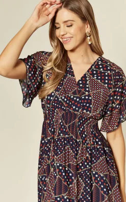 Budget 👏 Shikha London Spotty Wrap Front Shirred Waist Maxi 👗 Dress In Navy 👏 -Alie Street Shop unnamed file 1387