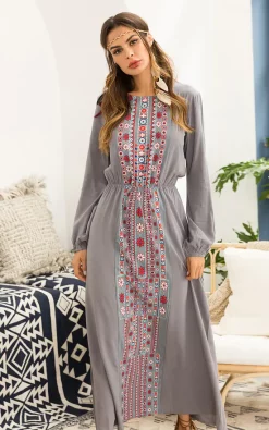 Brand new 😉 FS Collection Little Floral Print Boho Style Long Sleeve 👗 Dress In Grey ✔️ -Alie Street Shop unnamed file 1392