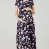 Best Sale 😍 Happy Mama Maternity Nursing Maxi Wrap 👗 Dress In Black And Pink Flowers ❤️ -Alie Street Shop unnamed file 1422