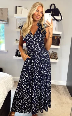 Deals 😀 Jolie Moi Frill Detail Maxi 👗 Dress, Dark Teal 😉 -Alie Street Shop unnamed file 1440