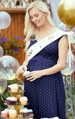 Best reviews of 🧨 Happy Mama Maternity Nursing Maxi 👗 Dress With Pockets In Navy With Gold Stars 🛒