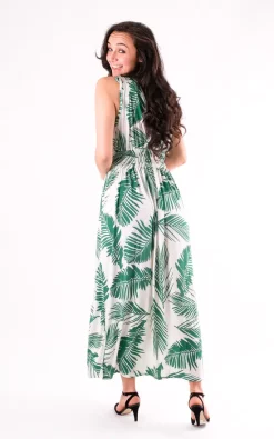 Brand new 🛒 Pinstripe Elasticated Waist Leaf Print Maxi 👗 Dress In White ❤️ -Alie Street Shop unnamed file 147