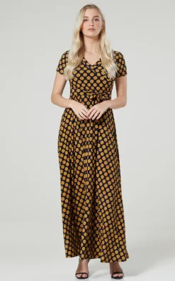 Budget 🤩 Happy Mama Maternity Nursing Maxi Wrap 👗 Dress In Navy With Mustard Dots 😀 -Alie Street Shop unnamed file 1489