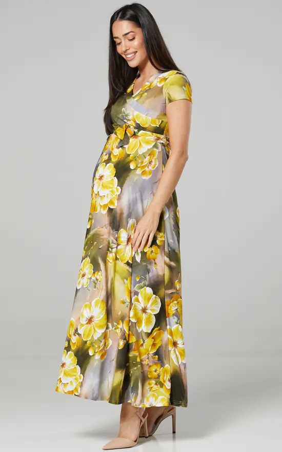 Coupon π Happy Mama Nursing & Maternity Wrap Maxi π Dress In Yellow Flowers π 4 Coupon π Happy Mama Nursing & Maternity Wrap Maxi π Dress In Yellow Flowers π - Image 2