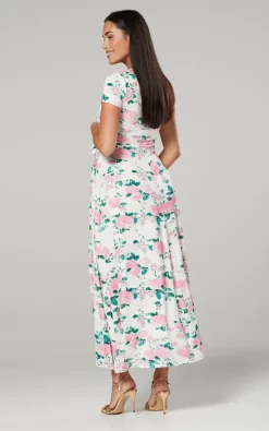 Cheapest ✔️ Happy Mama Maternity & Nursing Wrap Maxi 👗 Dress In Pink Floral Print 😀 -Alie Street Shop unnamed file 1511