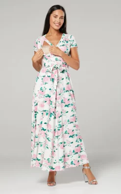 Cheapest ✔️ Happy Mama Maternity & Nursing Wrap Maxi 👗 Dress In Pink Floral Print 😀 -Alie Street Shop unnamed file 1512