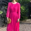 Brand new 🥰 CY Boutique Pleated Maxi 👗 Dress With Long Sleeves In Hot Pink 🧨 -Alie Street Shop unnamed file 1533