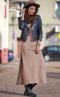 Promo 🔔 AWAMA Maxi 👗 Dress With Side Slits In Beige 🤩