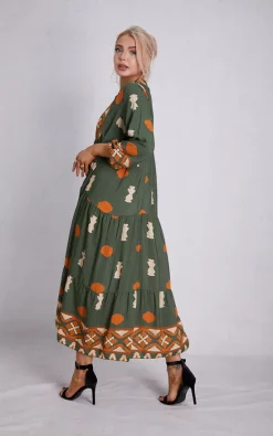 New 💯 Boutique Store Green And Orange Tiered Maxi 👗 Dress One Size Fit (12 To 18) ✨ -Alie Street Shop unnamed file 156