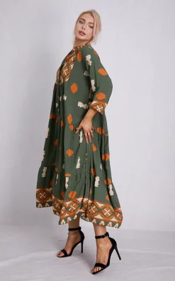 New 💯 Boutique Store Green And Orange Tiered Maxi 👗 Dress One Size Fit (12 To 18) ✨ -Alie Street Shop unnamed file 157