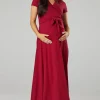 Top 10 💯 Happy Mama Maternity Nursing Maxi Wrap 👗 Dress In Crimson 👍 -Alie Street Shop unnamed file 1578