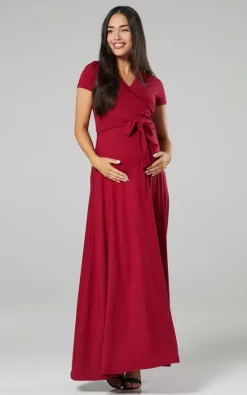 Top 10 π― Happy Mama Maternity Nursing Maxi Wrap π Dress In Crimson π