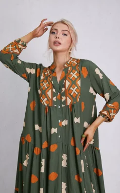 New 💯 Boutique Store Green And Orange Tiered Maxi 👗 Dress One Size Fit (12 To 18) ✨ -Alie Street Shop unnamed file 158