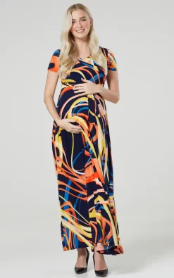 Best reviews of 🔥 Happy Mama Maternity Nursing Maxi Wrap 👗 Dress In Navy & Multicolour Stripes 😉