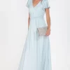 Wholesale 🎁 JOLIE MOI Bette Bridesmaid Twist Waist Maxi 👗 Dress, Azure Mist ⭐