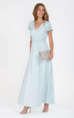 Wholesale 🎁 JOLIE MOI Bette Bridesmaid Twist Waist Maxi 👗 Dress, Azure Mist ⭐