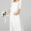 Promo 👏 Happy Mama Maternity Nursing Wedding Maxi White 👗 Dress 🎉