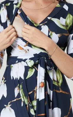 Cheap 😀 Happy Mama Maternity & Nursing Maxi In Navy With White Lilies 🧨 -Alie Street Shop unnamed file 1634
