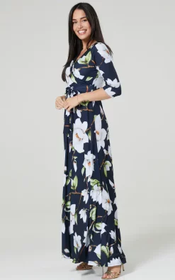 Cheap 😀 Happy Mama Maternity & Nursing Maxi In Navy With White Lilies 🧨 -Alie Street Shop unnamed file 1635