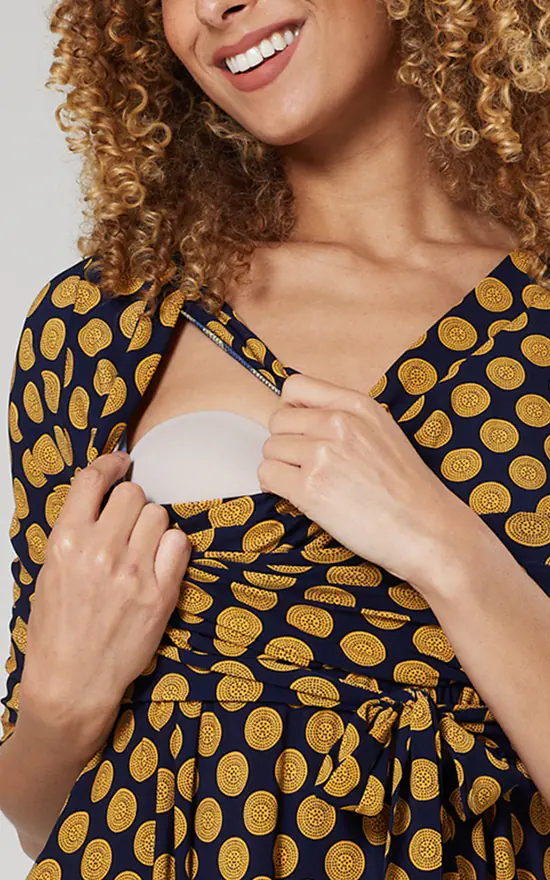 New β Happy Mama Maternity & Nursing Maxi In Navy With Mustard Dots π€© 5 New β Happy Mama Maternity & Nursing Maxi In Navy With Mustard Dots π€© - Image 3