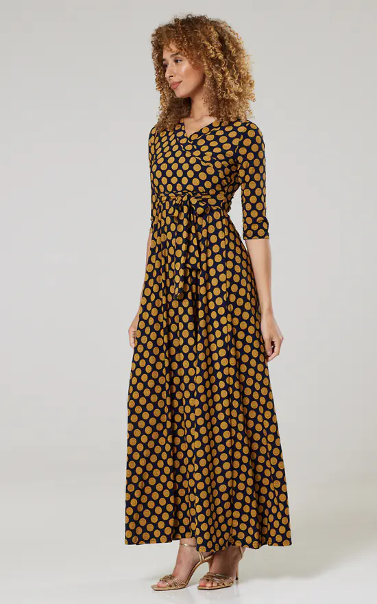 New β Happy Mama Maternity & Nursing Maxi In Navy With Mustard Dots π€© 6 New β Happy Mama Maternity & Nursing Maxi In Navy With Mustard Dots π€© - Image 4