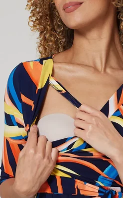 Best Pirce 🤩 Happy Mama Maternity & Nursing Maxi In Navy With Orange, Yellow And Blue Stripes 😍 -Alie Street Shop unnamed file 1642