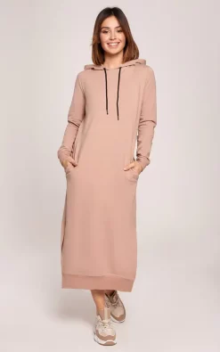 New π MOE Sweatshirt Midi π Dress With Hoodie In Beige βοΈ