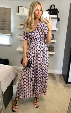 Coupon ✨ Jolie Moi Denise Wrap Maxi 👗 Dress, Pink Birds ❤️