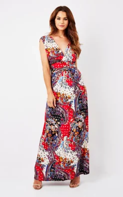 Discount 👍 Ruby Rocks Boho Paisley Red Maxi 🌞 Summer 👗 Dress 😉