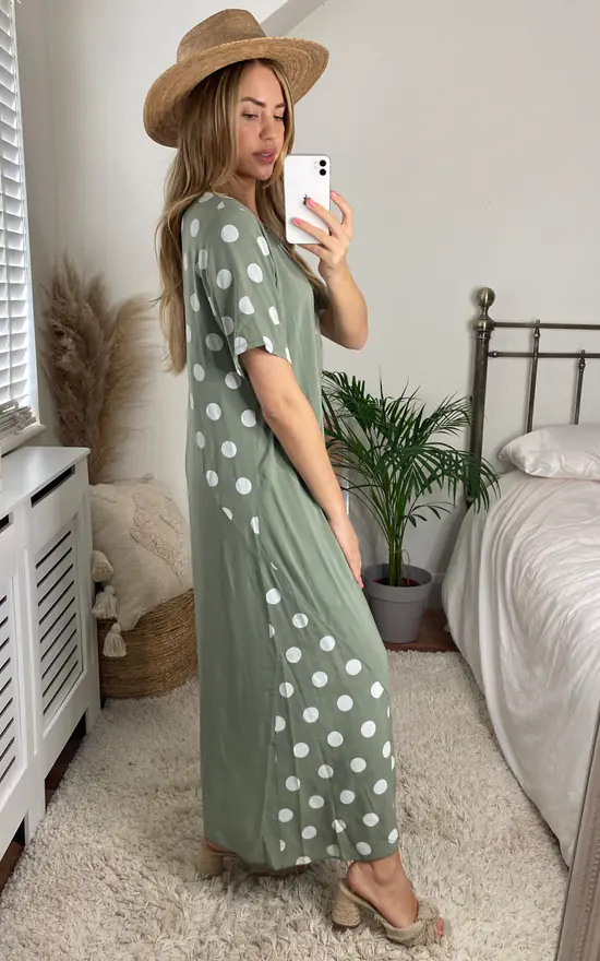 Deals βοΈ Bella And Blue Maxi Oversized T π Shirt π Dress In Khaki Polka Dot π 5 Deals βοΈ Bella And Blue Maxi Oversized T π Shirt π Dress In Khaki Polka Dot π - Image 3