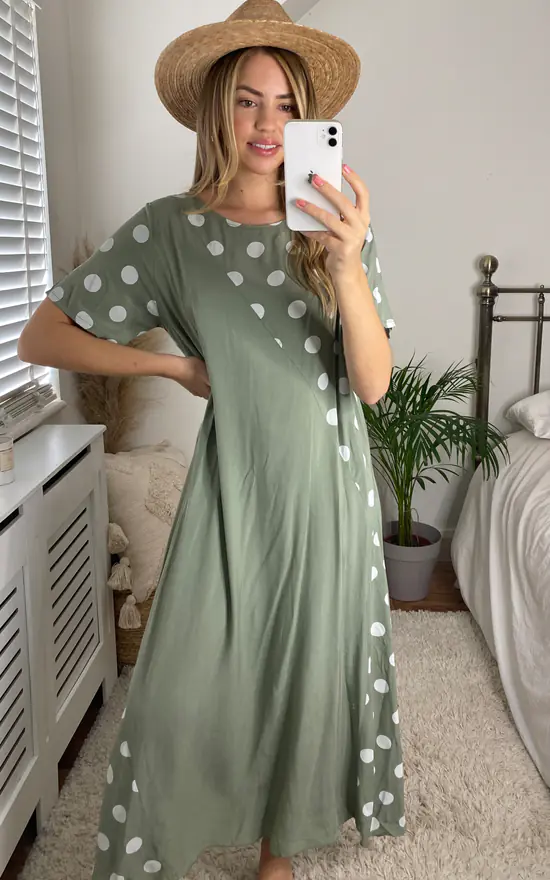 Deals βοΈ Bella And Blue Maxi Oversized T π Shirt π Dress In Khaki Polka Dot π 6 Deals βοΈ Bella And Blue Maxi Oversized T π Shirt π Dress In Khaki Polka Dot π - Image 4