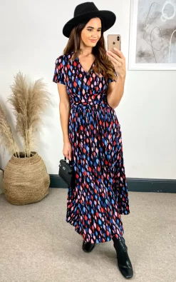 Alie Street Shop 20 Best deal β JOLIE MOI Stand Collar V Neck Maxi π Dress, Navy Multi β